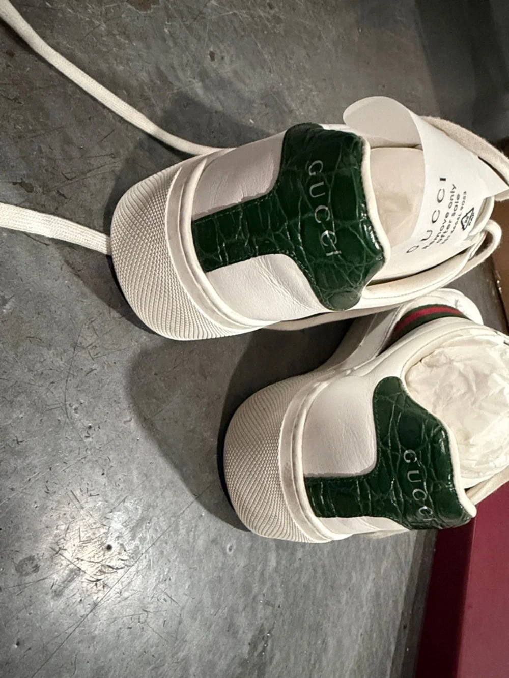 Gucci White Leather Low-Top with Green & Red Stripe Gucci Ace platform sneaker - Picture 5 of 10
